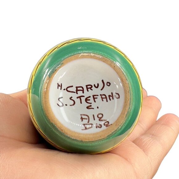 Italian Art Pottery Bud Vase Hand Made Ceramic Vase Signed A Stefano M Carujo - Picture 5 of 10